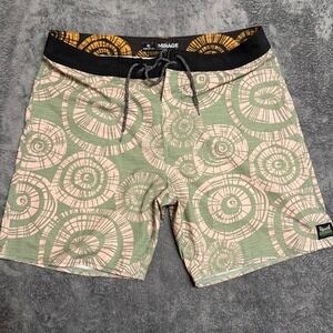 Rip‎ Curl Mirage Ultimate Stretch Boardshorts Men's Size 34 Green Swirl Print